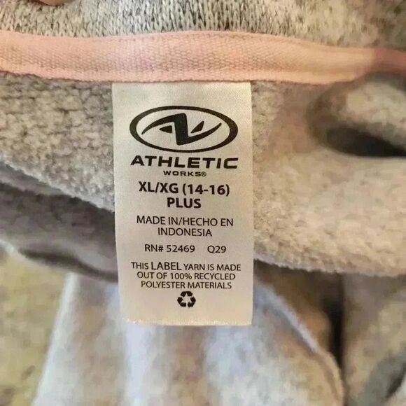 Athletic Works Girls Sweater Fleece Quarter Zip Pullover (Gray/Pink, XL, 14-16) - Picture 8 of 9